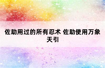 佐助用过的所有忍术 佐助使用万象天引